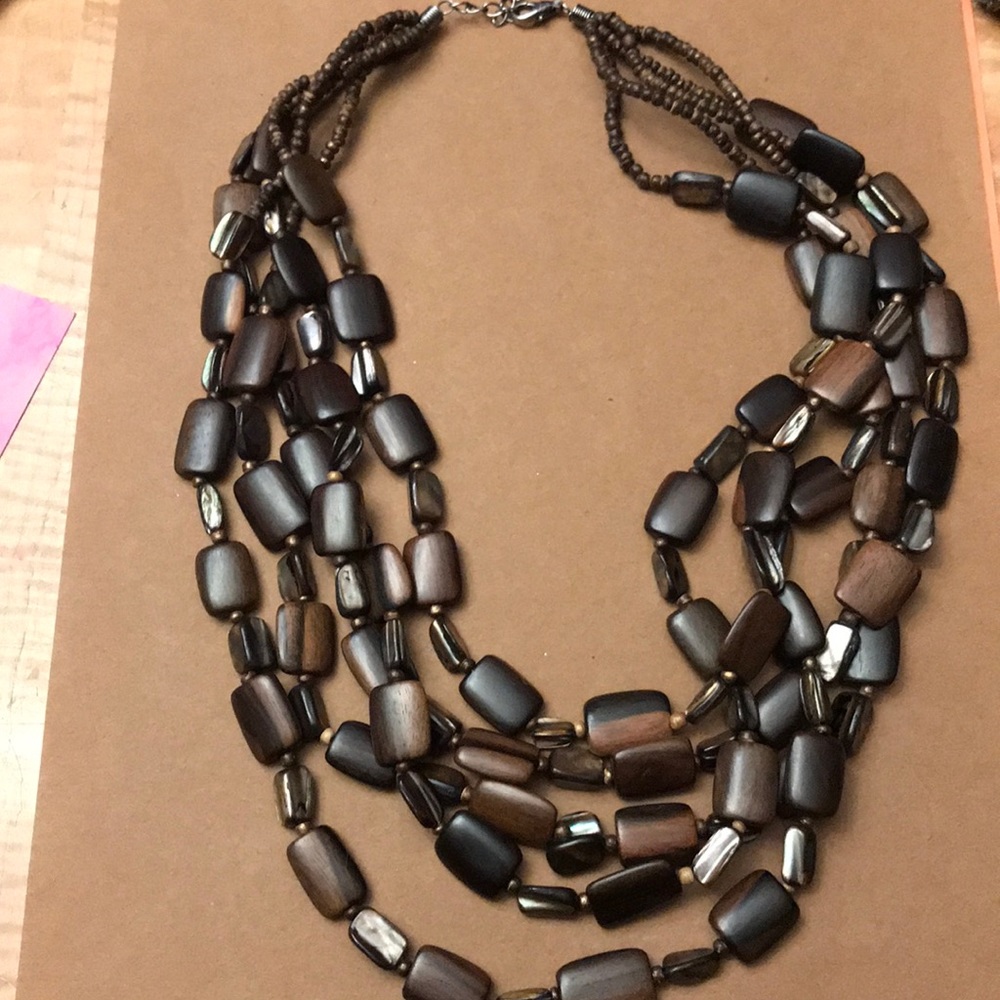 Wood beaded necklace